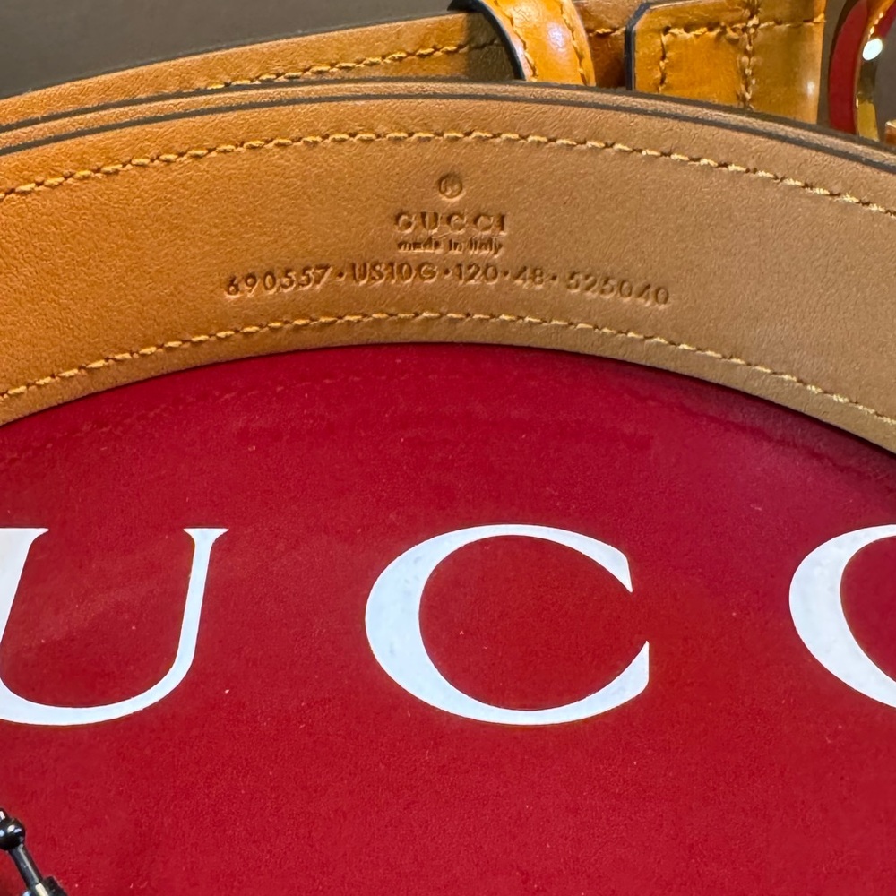 New Gucci GG Logo Buckle Brown Belt Size 48 / 120 cm Fits a Waist 44 - 48 - Picture 9 of 13